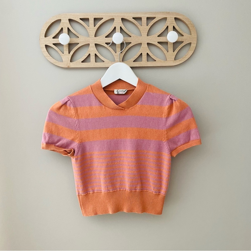 Free People Striped Crop Top Orange/Pink Sz XS